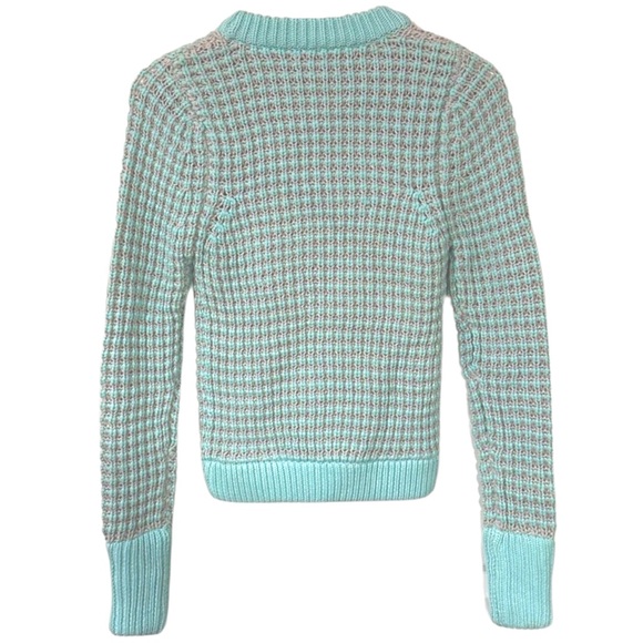 Ksubi Waffle Knit Sweater / Jumper size XS in Mint Blue-Green / Light Gray - Picture 2 of 8
